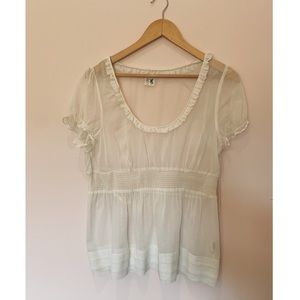 Anthropologie Sheer Ivory Blouse